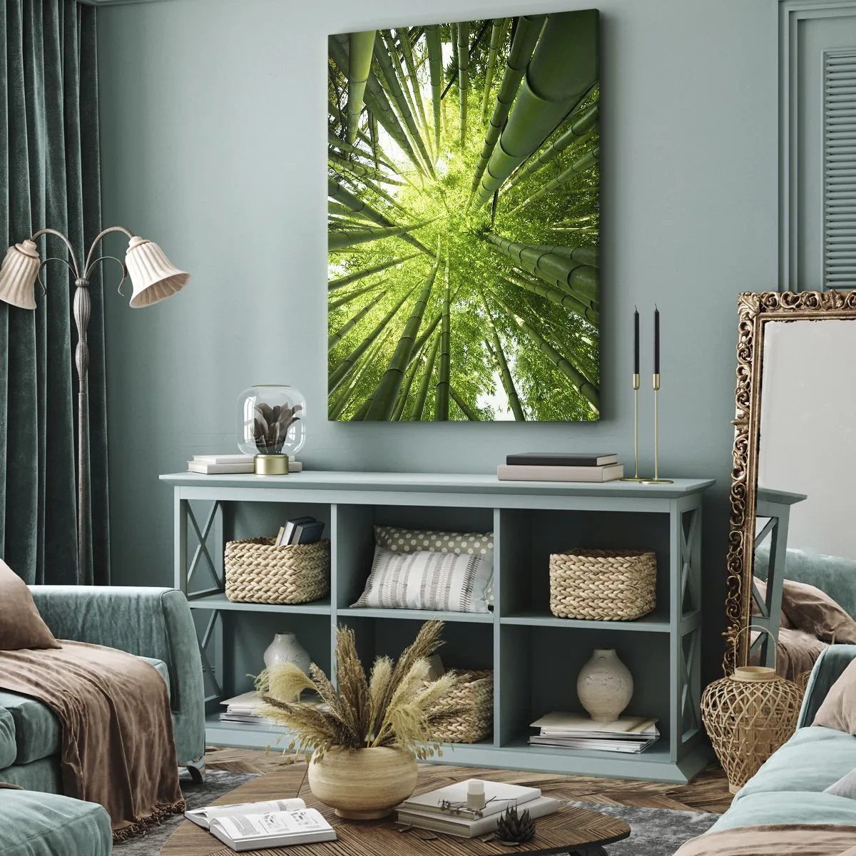Lærredstryk - Billede på lærred - I en bambuslund - 50x70 cm