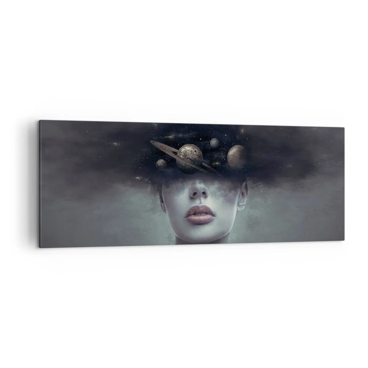Lærredstryk - Billede på lærred - Og planeterne er ved at gå amok... - 140x50 cm