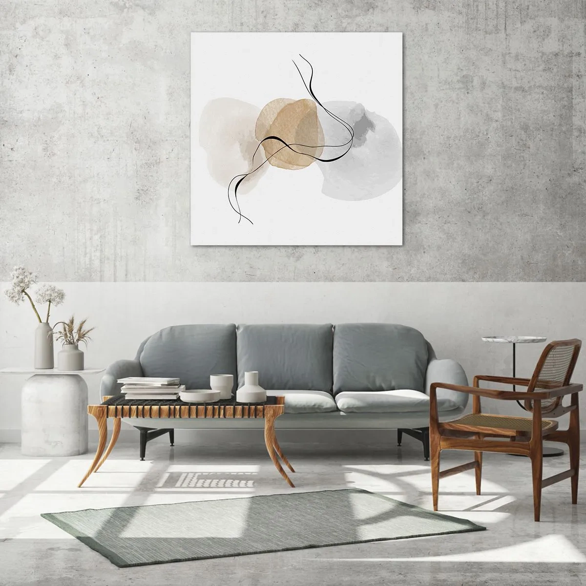 Billede på glas - Perler i luften - 70x70 cm