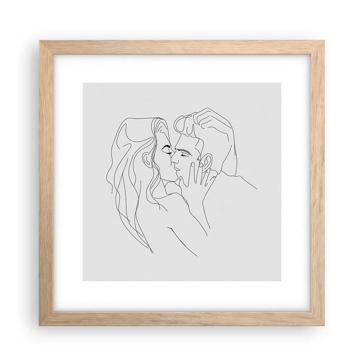 Plakat i ramme af lyst egetræ - I samme linje - 30x30 cm