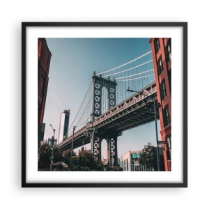 Plakat i sort ramme - Over byens bølger - 50x50 cm