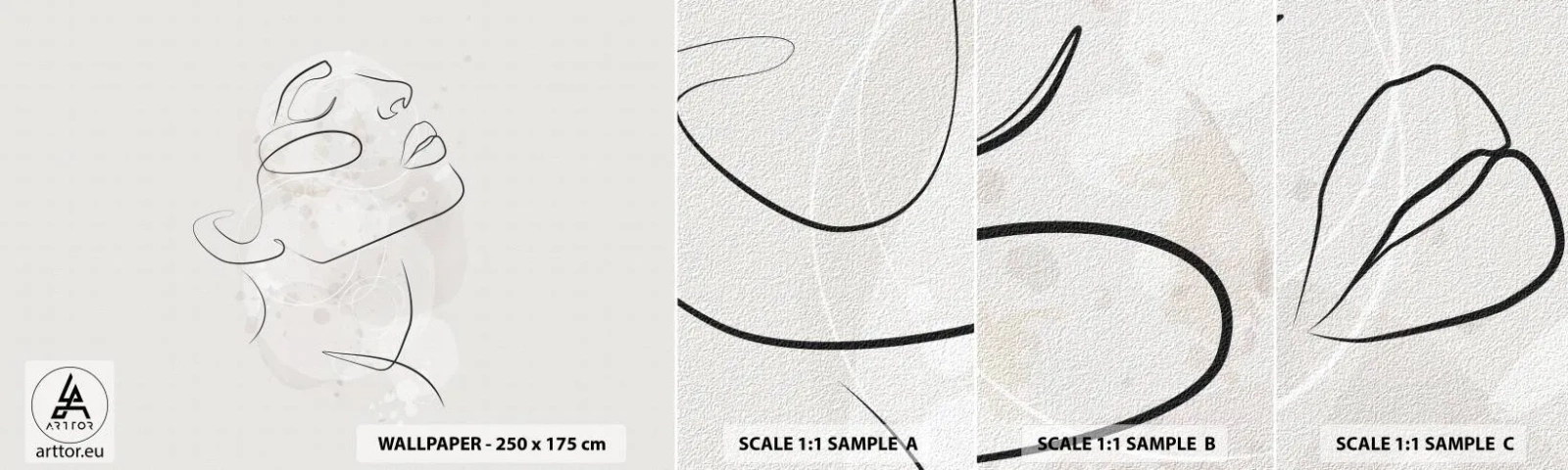 Fototapet Prøve Standard Eco - Skitse af drømmen - Kvindens ansigt, Kvinde, Grafik - 100x30 cm