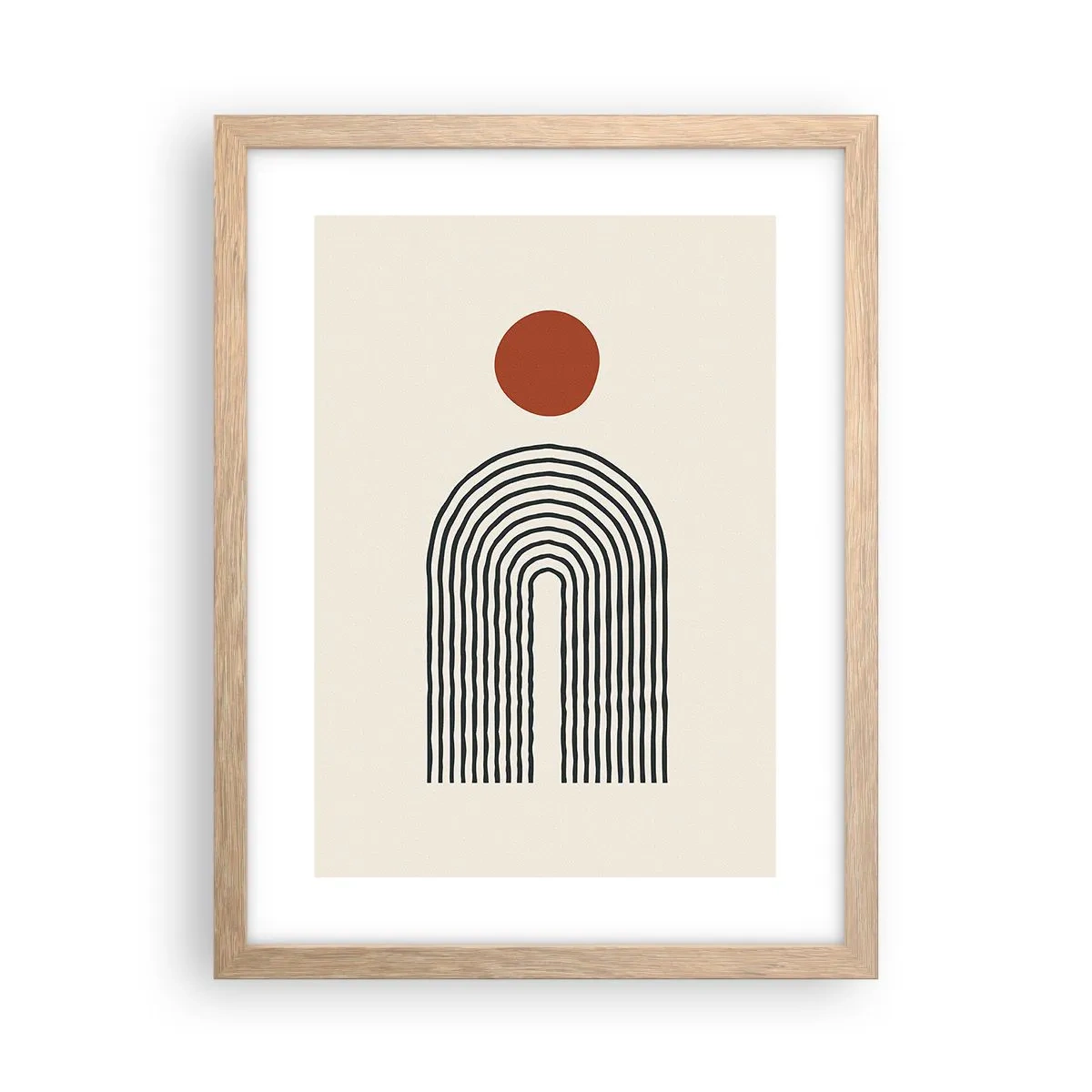 Plakat i ramme af lyst egetræ - Magnetisme af former og farver - 30x40 cm