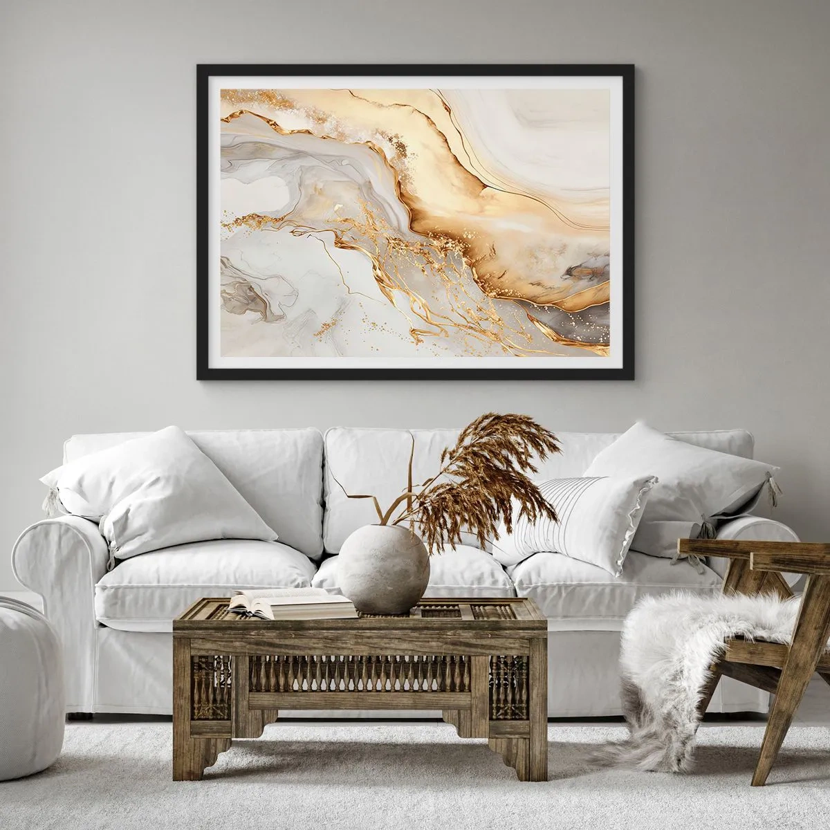 Plakat i sort ramme - Abstraktion: skønhed og godhed - 50x40 cm