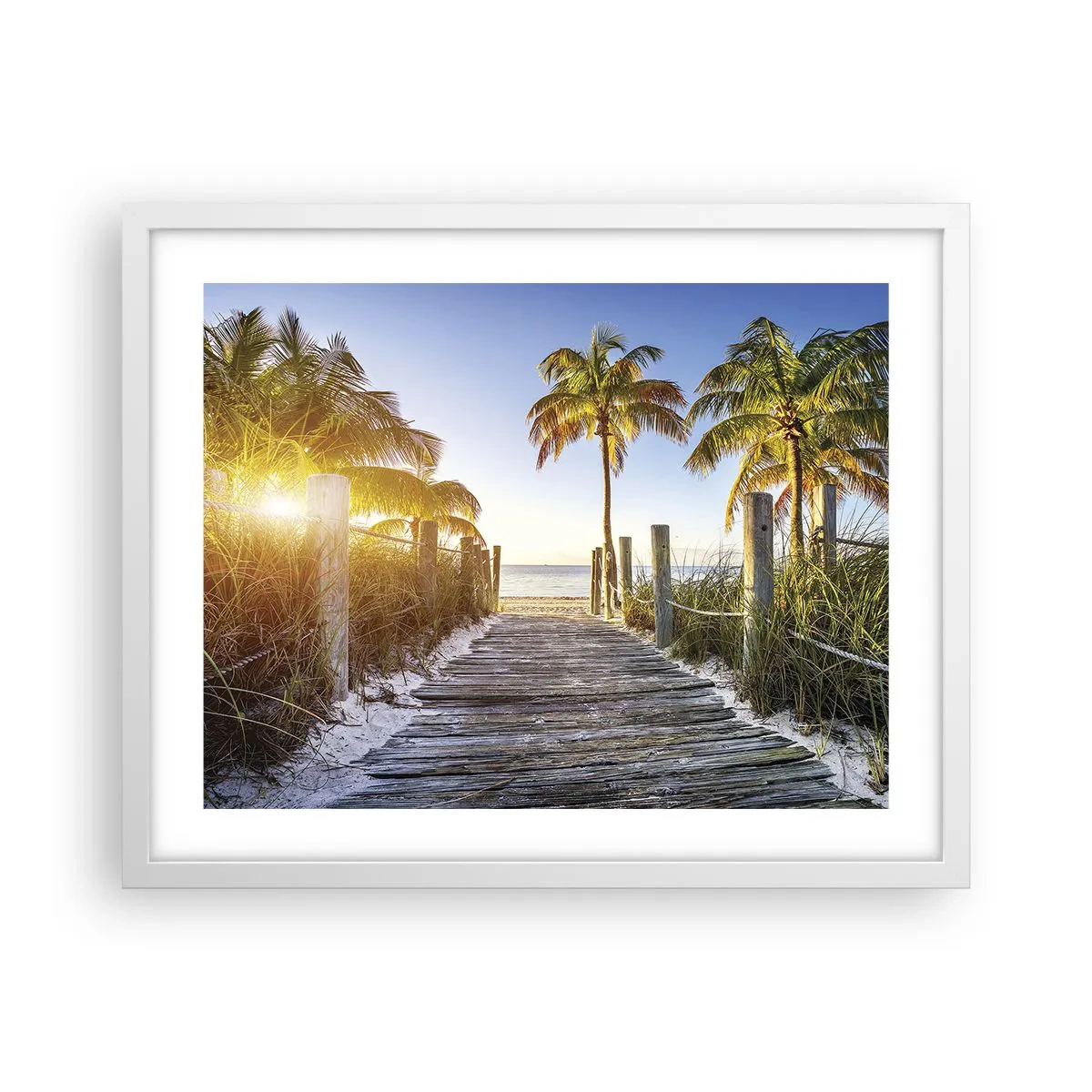 Plakat i hvid ramme - Direkte til paradis - 50x40 cm