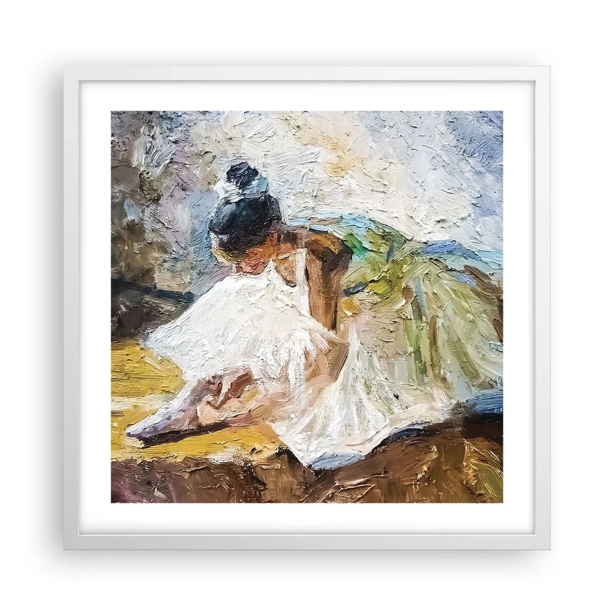 Plakat i hvid ramme - Fra et maleri af Degas - 50x50 cm