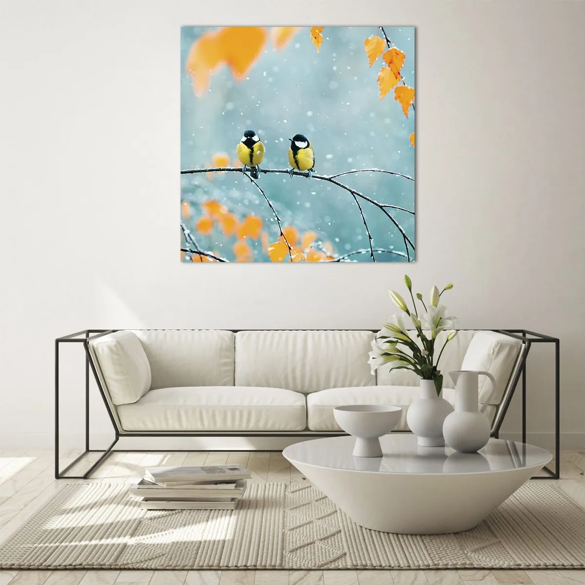 Billede på glas - Sladder om fugle - 70x70 cm