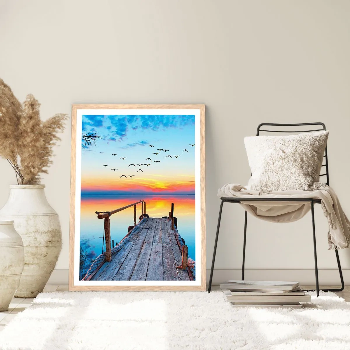 Plakat i ramme af lyst egetræ - Tid til at tage tilbage... - 30x40 cm