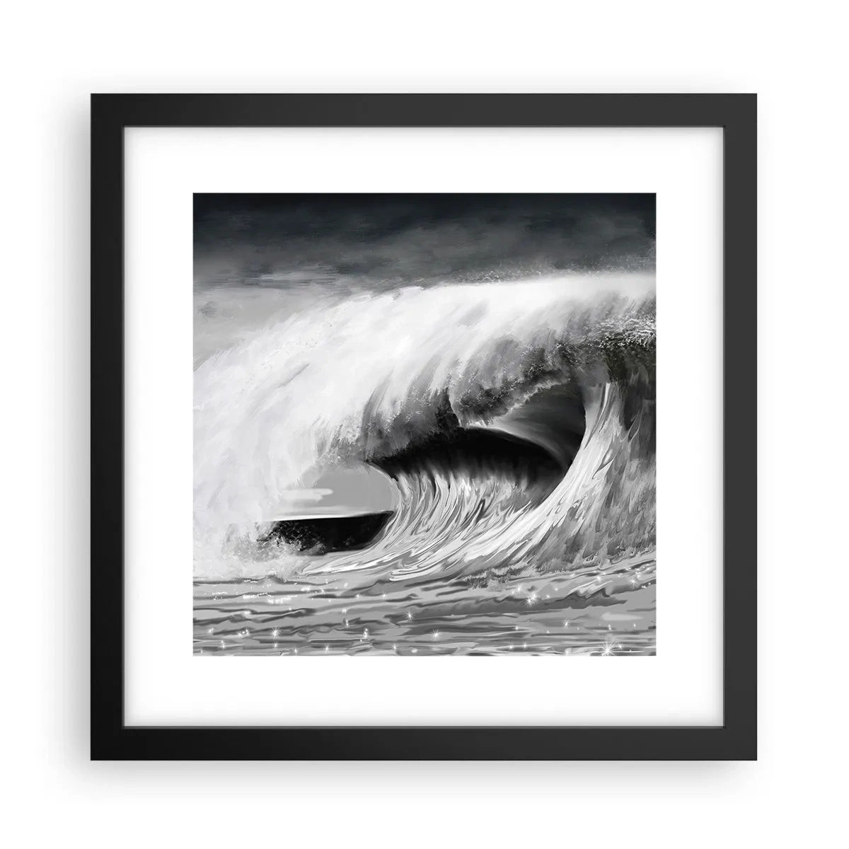 Plakat i sort ramme - Havets vrede - 30x30 cm