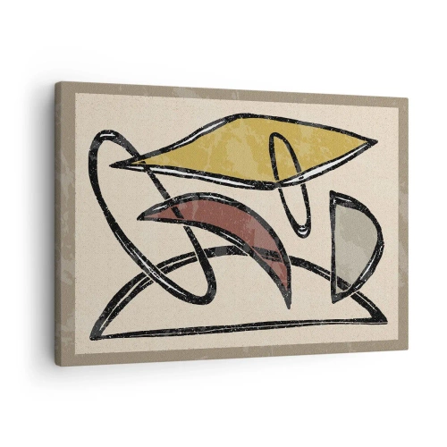 Lærredstryk - Billede på lærred - Abstraktion med geometriske former og dæmpede farver - 70x50cm - Vertikaler og niveauer - Moderne vægdekoration til stue og soveværelse ARTTOR