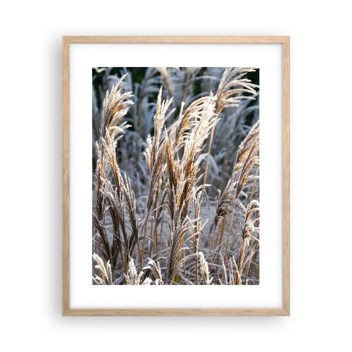 Plakat i ramme af lyst egetræ - Pyntet med frost - 40x50 cm