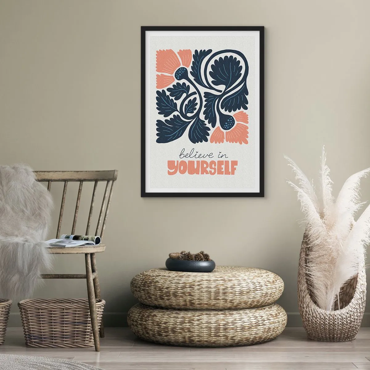Plakat i sort ramme - Og du blomstrer - 40x50 cm