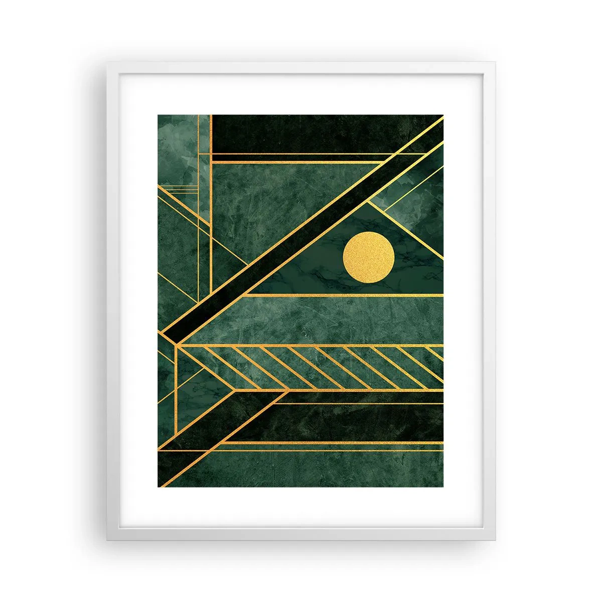 Plakat i hvid ramme - Dynamikken i guld og azurblå - 40x50 cm