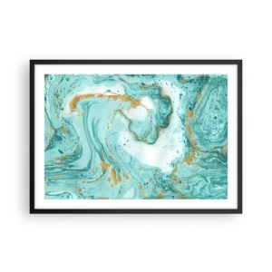 Plakat i sort ramme - Under den store bølge i Edo-perioden - 70x50 cm