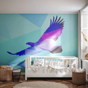 Fototapet Premium Canvas - Ørn i lilla krystal - Fugl, Ørn, Geometrisk figur - 450x315 cm