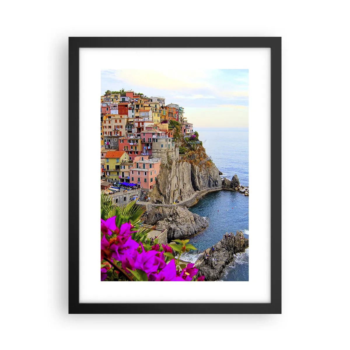 Plakat i sort ramme - En grinende by - 30x40 cm