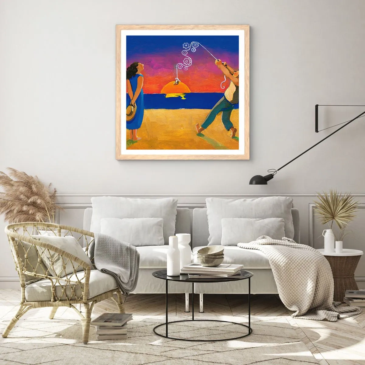 Plakat i ramme af lyst egetræ - Mere end en stjerne fra himlen - 60x60 cm