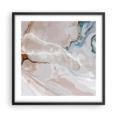 Plakat i sort ramme - Blå slynger sig under det hvide - 50x50 cm