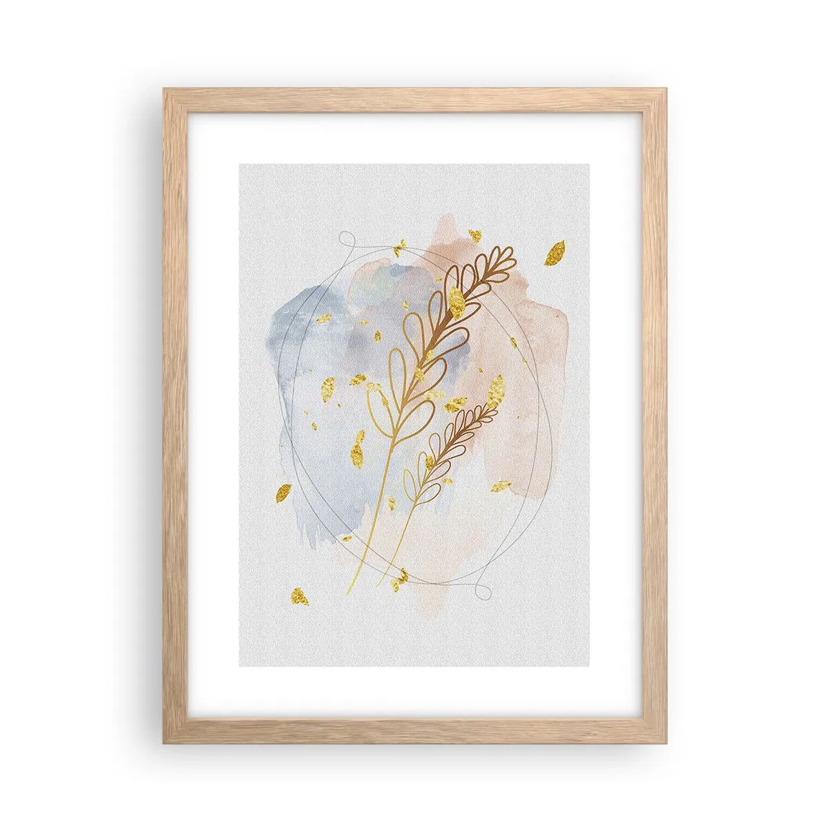 Plakat i ramme af lyst egetræ - En gylden eksplosion - 30x40 cm