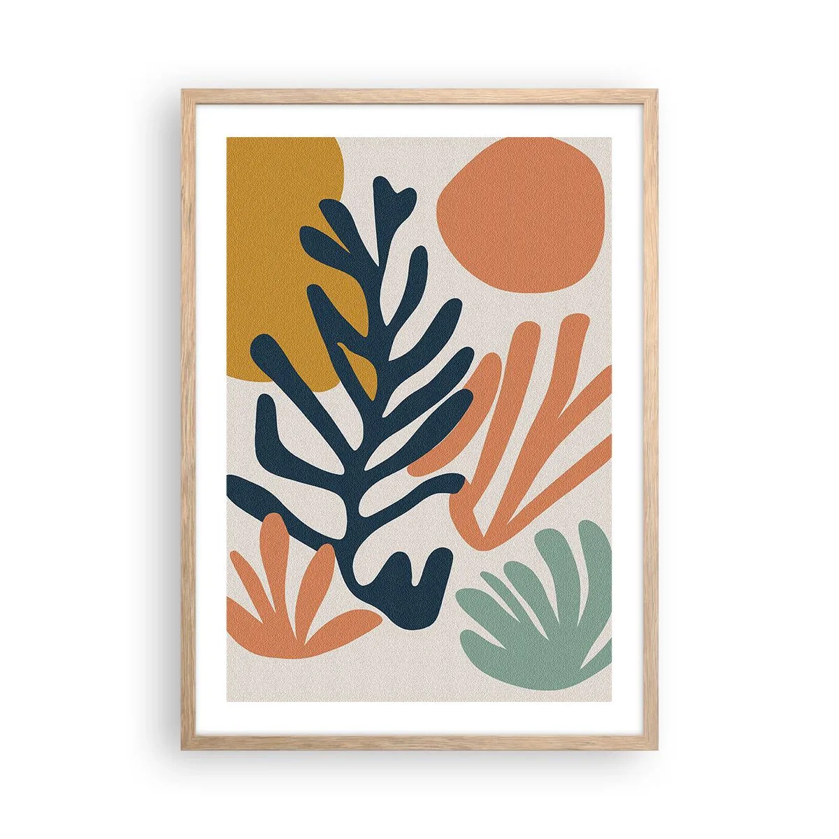 Plakat i ramme af lyst egetræ - Koralhav - 50x70 cm
