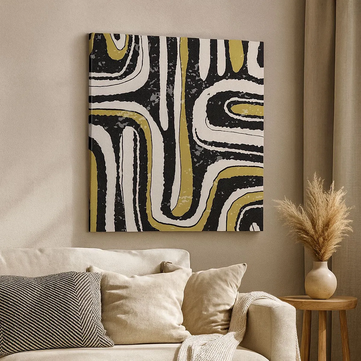 Lærredstryk - Billede på lærred - Komposition: stier og gyder - 30x30 cm