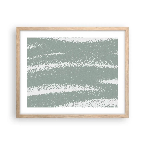 Plakat i ramme af lyst egetræ - Abstraktion i vinterstemning - 50x40 cm