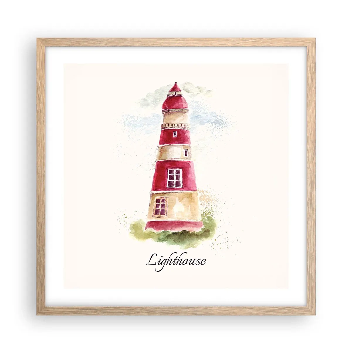 Plakat i ramme af lyst egetræ - Altid vejret omkring - 50x50 cm