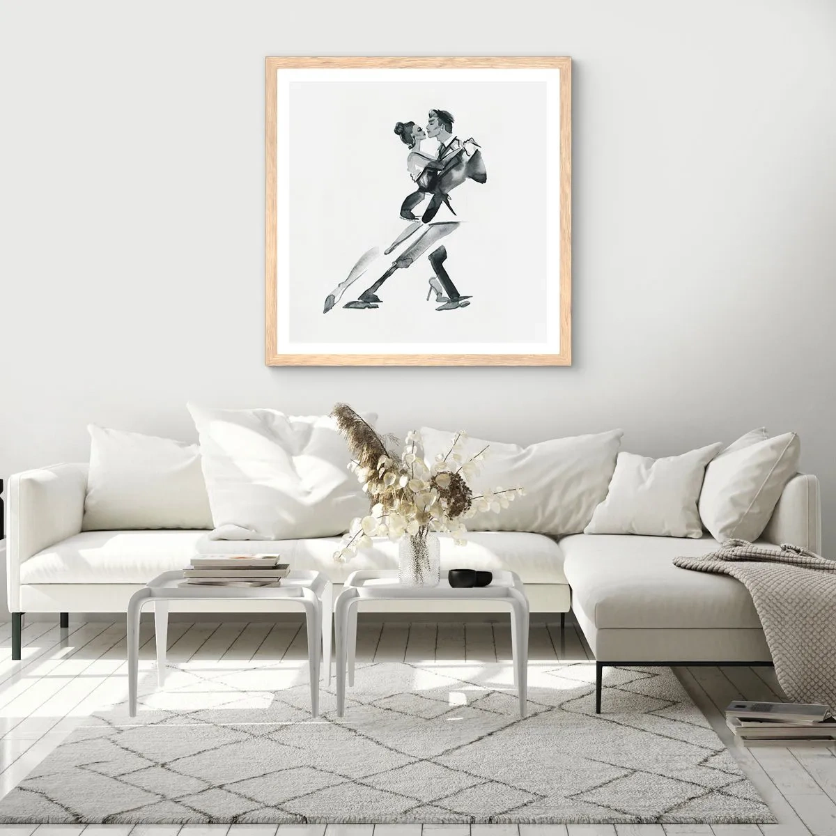 Plakat i ramme af lyst egetræ - I én rytme - 30x30 cm