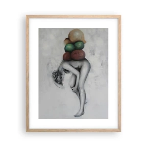 Plakat i ramme af lyst egetræ - Livets byrde - 40x50 cm