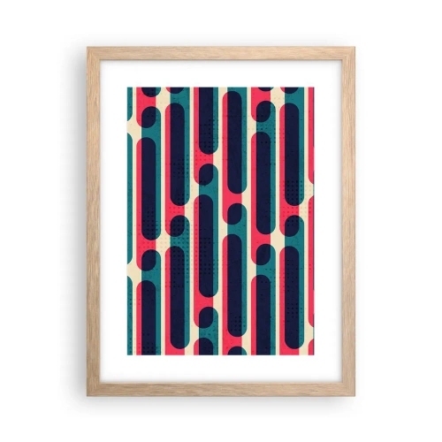 Plakat i ramme af lyst egetræ - Indad og fremad - 30x40 cm