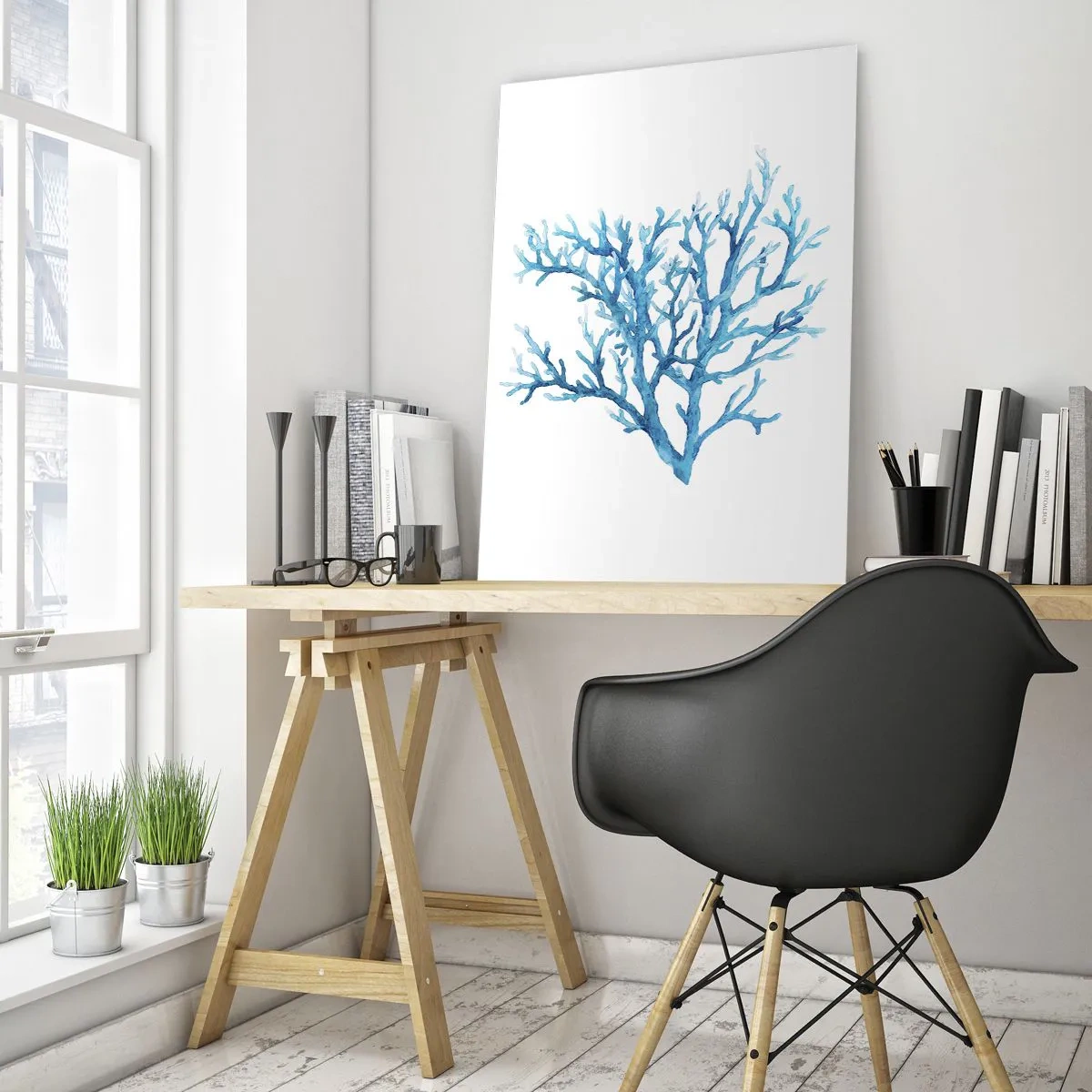 Billede på glas - Marint filigran - 80x120 cm