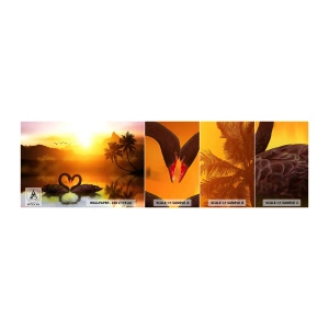 Fototapet Prøve Standard Eco - Alt til parring - Hjerte, Svaner, Kokospalme - 100x30 cm