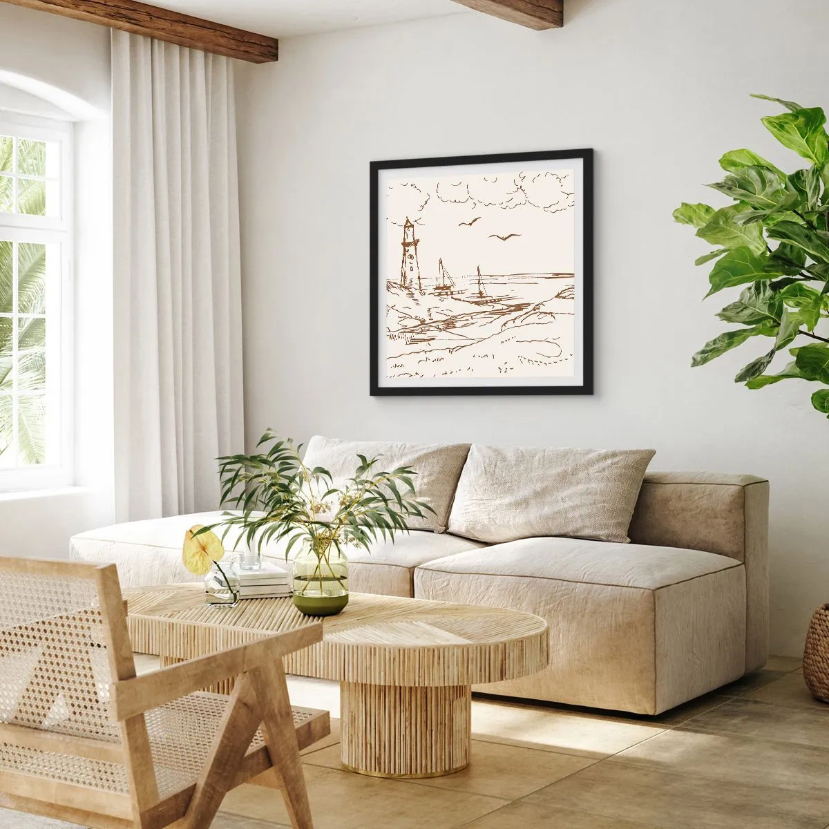 Plakat i sort ramme - Oversigt over sommerminder - 60x60 cm