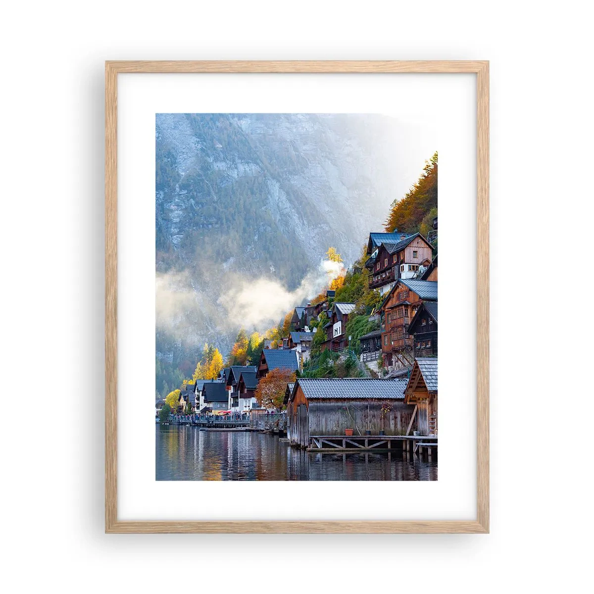 Plakat i ramme af lyst egetræ - Alpine climes - 40x50 cm