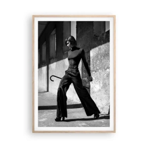 Plakat i ramme af lyst egetræ -  Byens elegance - 70x100 cm