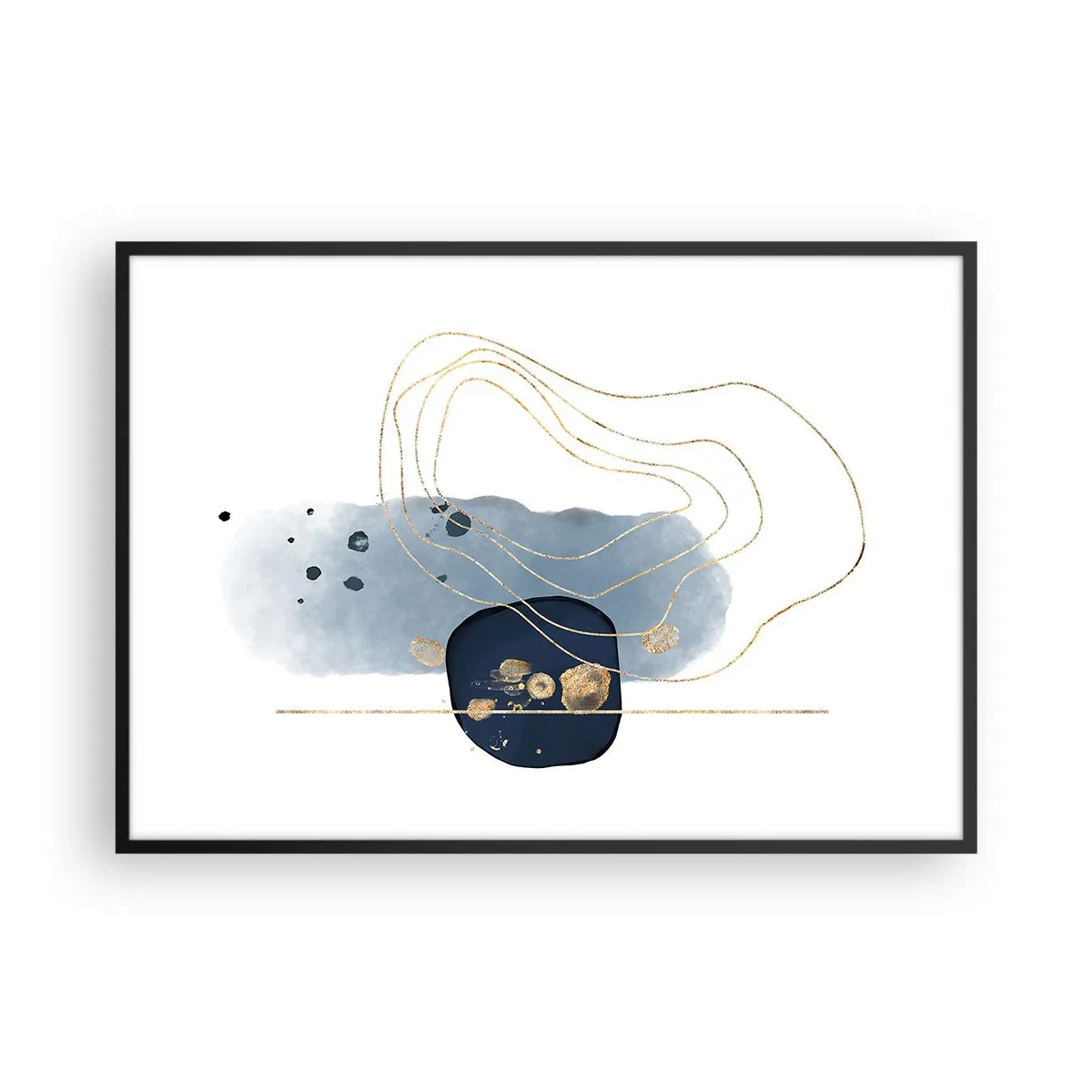 Plakat i sort ramme - Blå-gylden fantasi - 100x70 cm