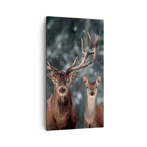 Lærredstryk - Billede på lærred - Skovens herre og hans kone - 45x80 cm