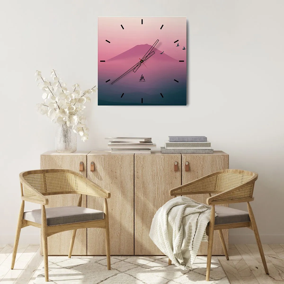 Vægur, Uret - Vandrer over skyerne - 40x40 cm