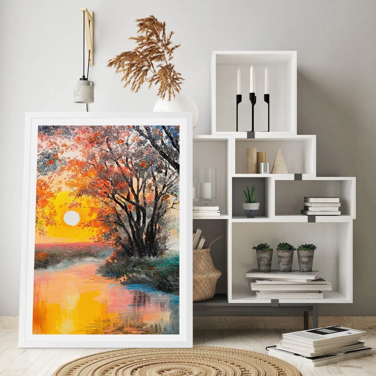 Plakat i hvid ramme - Efterårs atmosfære - 50x70 cm