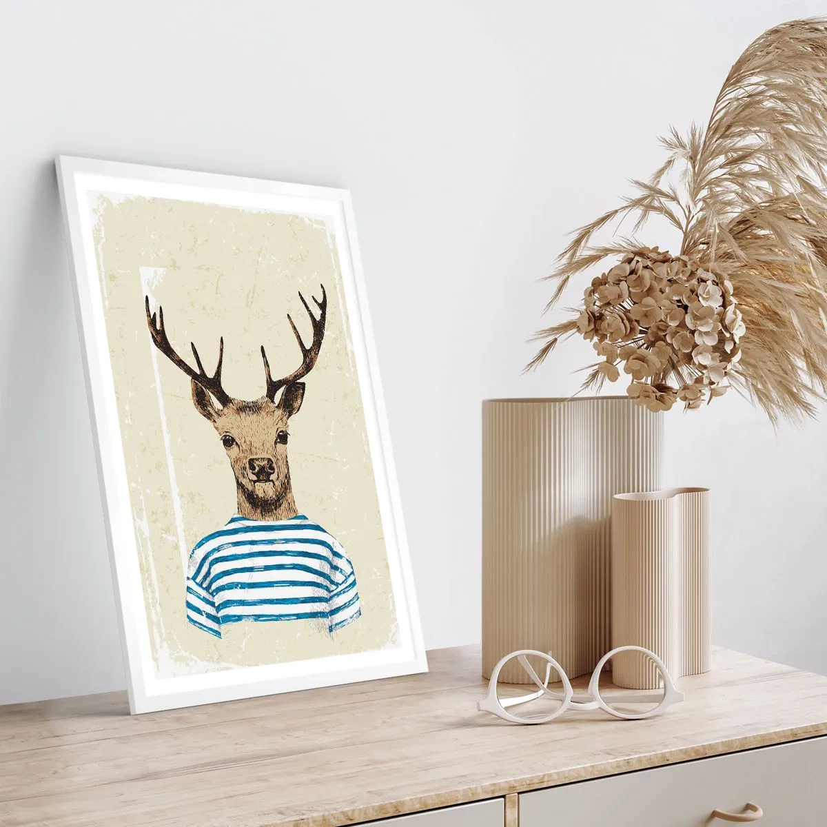 Plakat i hvid ramme - Fordi jeg kan lide stribede skjorter! - 61x91 cm