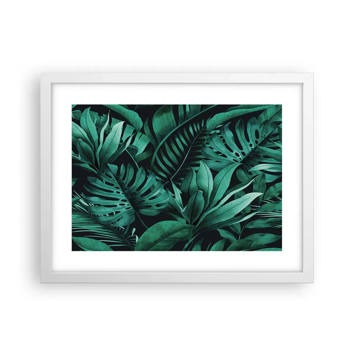 Plakat i hvid ramme - Dyb tropisk grøn - 40x30 cm