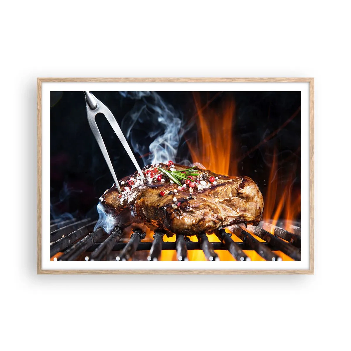 Plakat i ramme af lyst egetræ - Saftig og velduftende - 100x70 cm