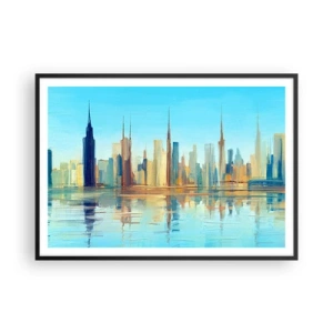 Plakat i sort ramme - Solrig metropol - 100x70 cm