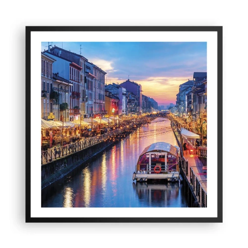 Plakat i sort ramme - En aften med lys og sjov - 60x60 cm