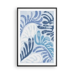 Plakat i sort ramme - Blå bregner - 61x91 cm