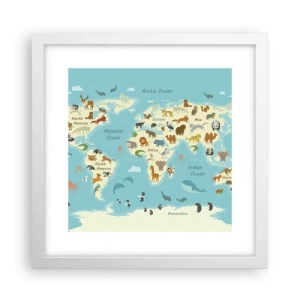 Plakat i hvid ramme - Gode naboer - 30x30 cm