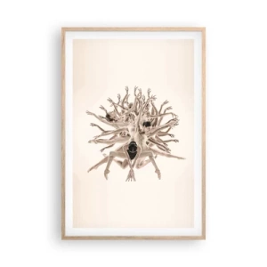 Plakat i ramme af lyst egetræ - Blomstrende i dans - 61x91 cm