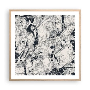 Plakat i ramme af lyst egetræ - Modsætningernes gennemtrængning - 60x60 cm