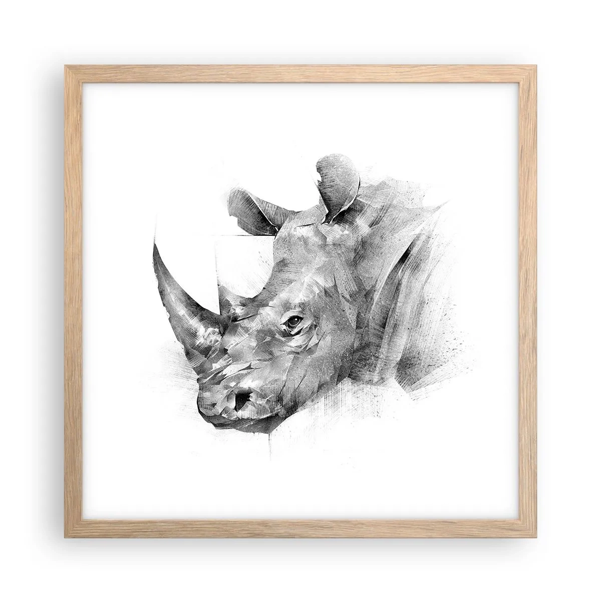 Plakat i ramme af lyst egetræ - Afrikansk portræt - 40x40 cm