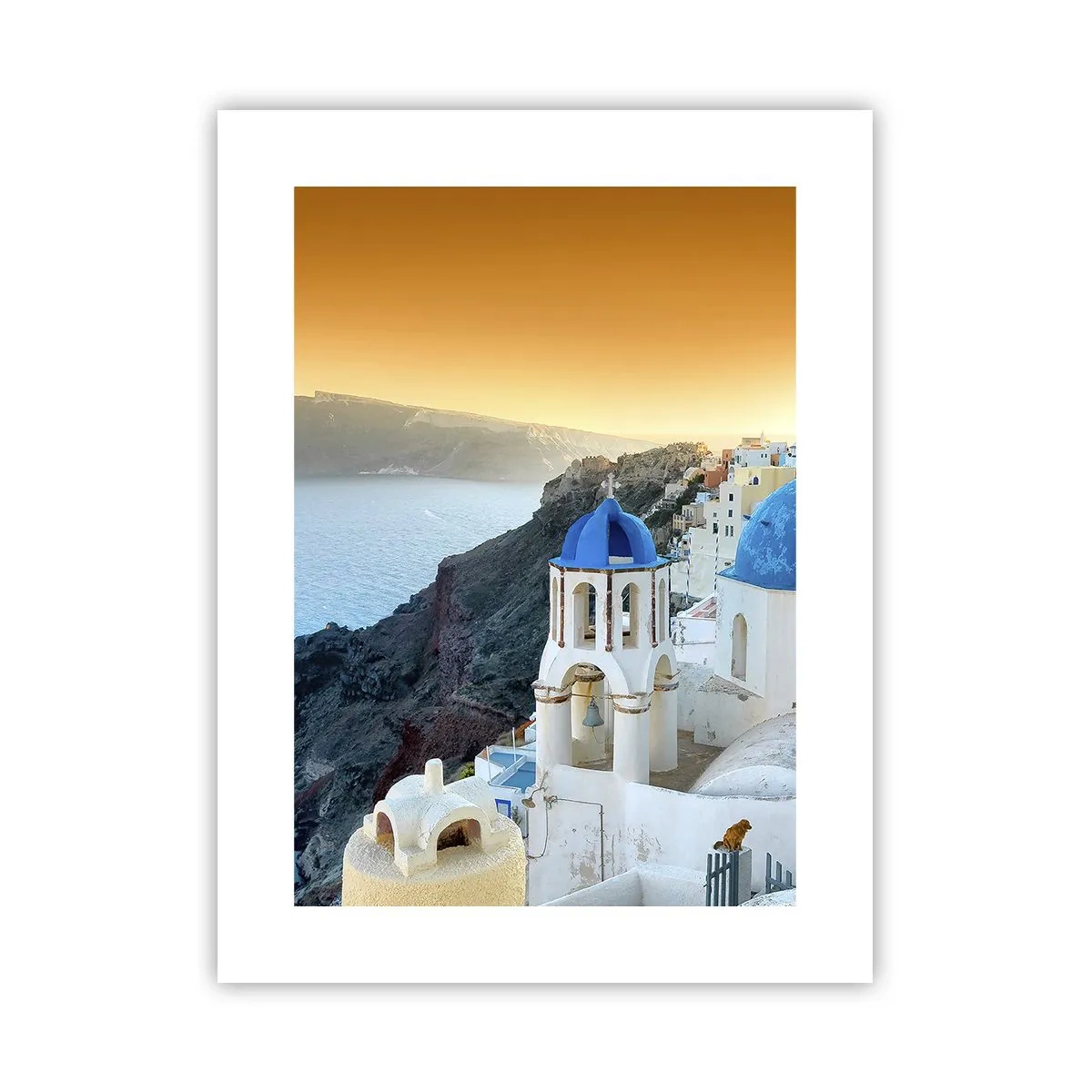Plakat - Santorini - omfavnet af klipperne - 30x40 cm